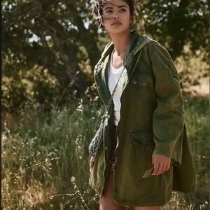 NWOT Free People Nocturne Oversized Parka Jacket, Green, Aged Pine, Sz Small